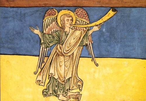 The Seventh Angel of the Apocalypse Proclaiming the Reign of the Lord.  Miniature by an unknown Span