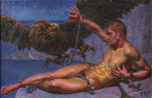 art-and-things-of-beauty:Kristian Zahrtmann (Danish, 1843-1917)Prometheus chained to the mountain , 