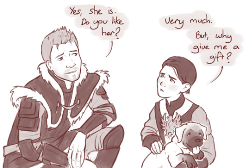 critter-of-habit:I wanted Alistair to be able to interact with Morrigan and Kieran so badly :(Bonus: