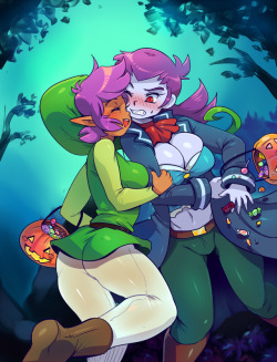 grimphantom2: drcockula:  Bluuh I didn’t finish this in time for Halloween  I love these two still   Dat Shantae  ;9