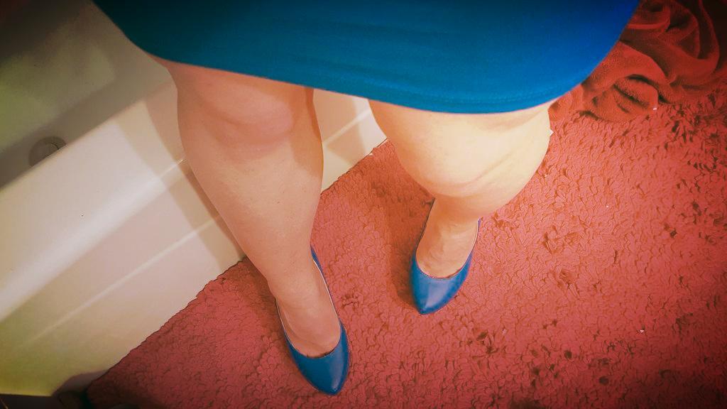 ta6769:  My devil in a blue dress set! Watch as I magically grow a cock out of my