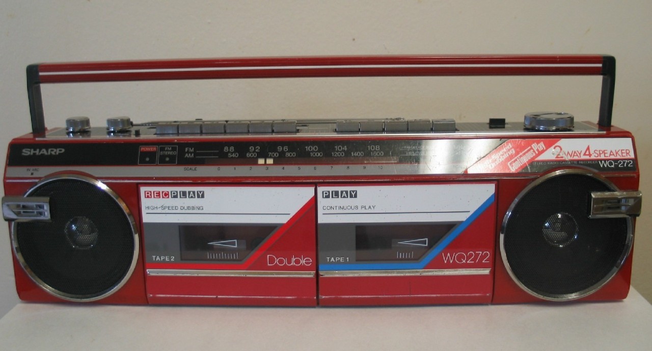 cassetteplayers:  Vintage Sharp WQ-272 Boombox/Ghetto-blaster Stereo Radio Cassette