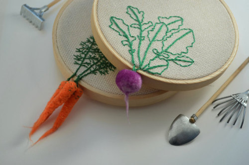 brwnpaperbag:Embroidered and needle-felted veggies by Little Herb Bouquet