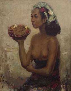 Balinese Woman With Offerings, By Lee Man Fong, Via Christie’s. 