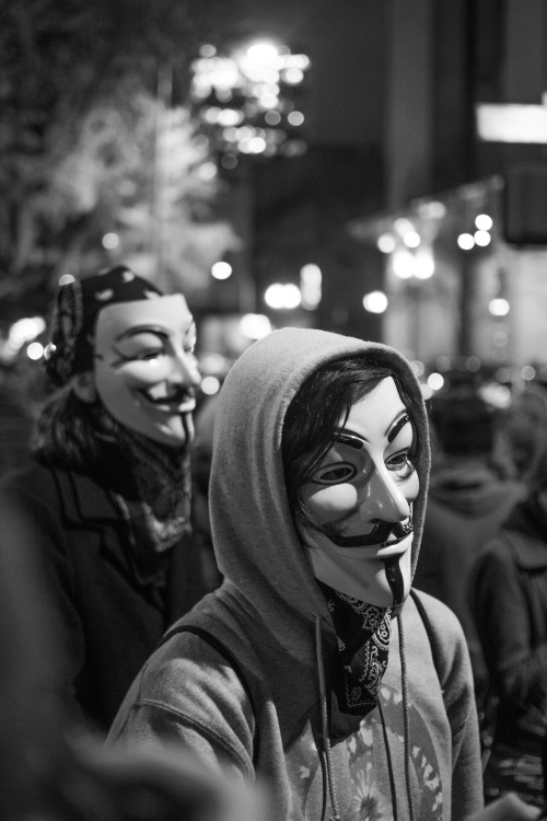  Ferguson protest, Portland 11/25/14.  Nearly a thousand people marched the streets of Portland in response to the grand jury’s decision. Check out sdkfphoto on Instagram for more 