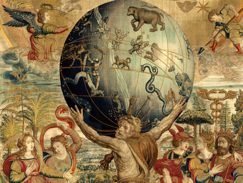 willigula:  Hercules supporting the celestial sphere from a tapestry by Joris Vezeleer (Georg Wezele