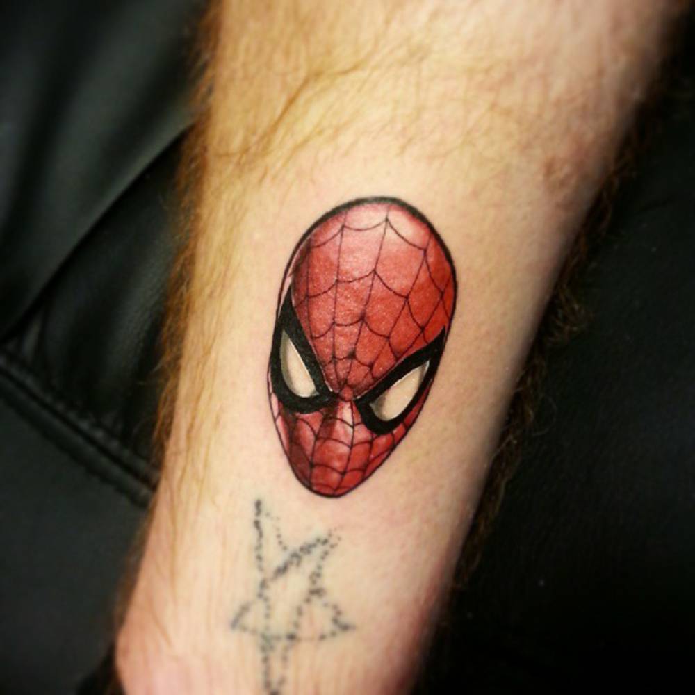Forearm tattoo of the face of spiderman by Jay... - Official Tumblr page  for Tattoofilter for Men and Women