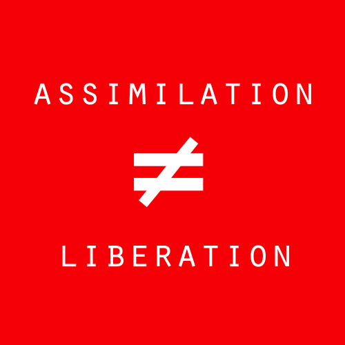 fabianromero:[image reads Assimilation =/= Liberation]