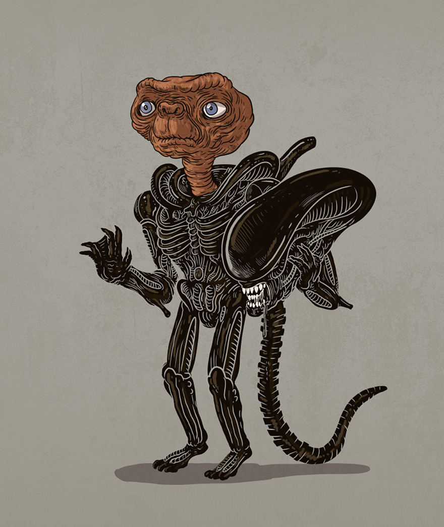 really-shit:  Icons Unmasked Out of this world character mashups from Chicago-based