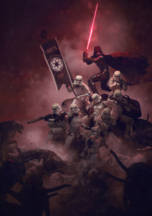 thecollectibles:   501st Legion: Vader’s Fist VS Space Cockroaches  Art by  Guillem H. Pongiluppi   