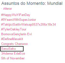 selink7:  lili-pearl:  bradancer:  fuckyeahsasusaku:OMG THATS POWERWorldwide Trends   Just reblogging SasuSaku trending on twitter when it became canon. #neverforget  #never forget  sasusaku history.