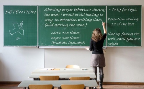 sternwomen: Today, when the pupils summoned for the weekly detention entered into the classroom, Mis