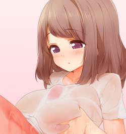 loving-hentai:  princess–perversion:  ~grabs hold of my wet t-shirt covered breasts and squeezes them around your already throbbing shaft. I pump my handfuls up and down as small mewls of effort escape my lips.~i-is…..um…..like this? &lt;3 PP  