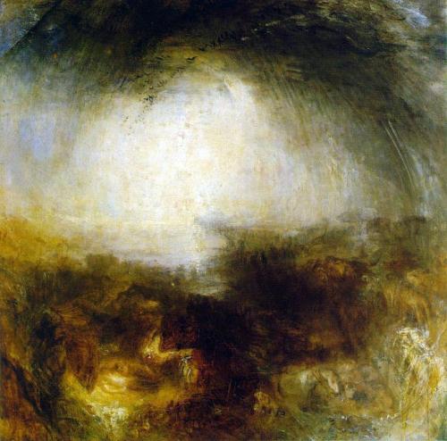 histoire-de-lart:joseph mallord william turner, shade and darkness, the evening of the deluge, 1843,