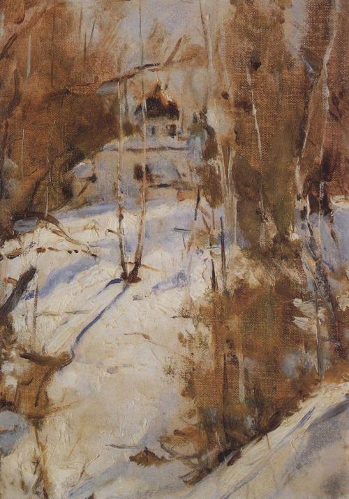 artist-serov: Winter in Abramtsevo, 1886, Valentin SerovMedium: oil,canvas