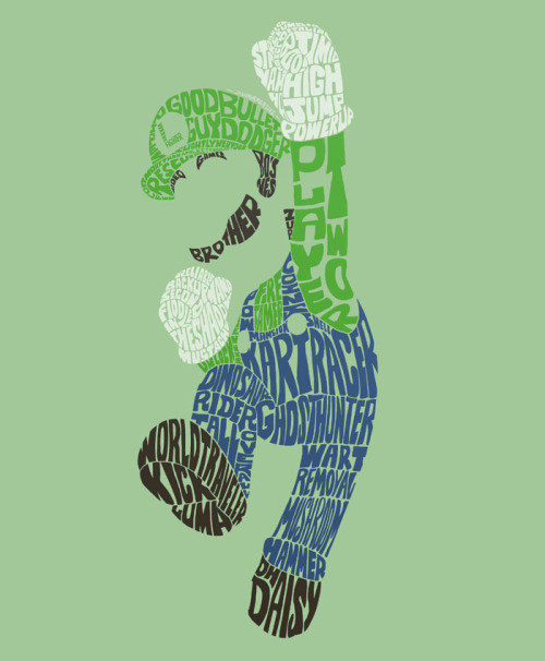 It’s-a-me-a Mario!Super Mario Brother’s typography and fan art by Josh Mirman.