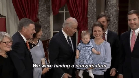 mashanana: joebidensanonymous: Joe Biden has no time for pictures, is too busy talking with a baby I
