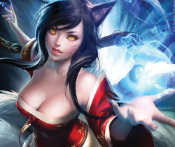 sakimichan:  Ahri From Lol, Something i painted