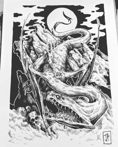 Finished #eel #wyvern #art I may make some prints of this in the future if there’s enough inte