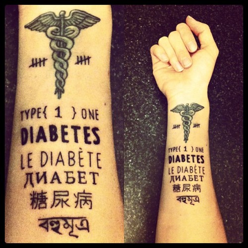 whyisthissohardtochoose:  fuckyeahtattoos:  Written in five different languages making it understood in approximately 120 countries. It’s to keep me safe while travelling but is also a tribute to my travels so far and to living with diabetes. When