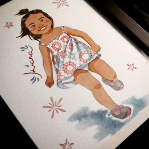 I did a lil watercolor sketch of my cousin&rsquo;s daughter as a thank you for letting me stay with 