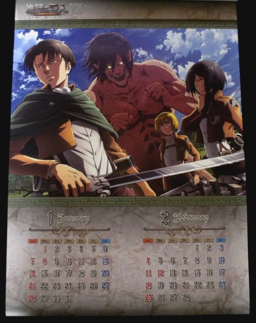 snkmerchandise: News: Ensky 2018 Wall Calendar Original Release Date: Mid-October 2017Retail Price: 1,600 Yen Ensky will be releasing the official 2018 A2-size Shingeki no Kyojin wall calendar! Featuring numerous official art from the 2nd season’s