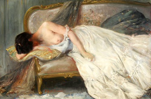 podsteklom:Лежащая обнаженная (A Reclining Partial Nude). Альфред Стевенс (Alfred Stevens), (1823-19