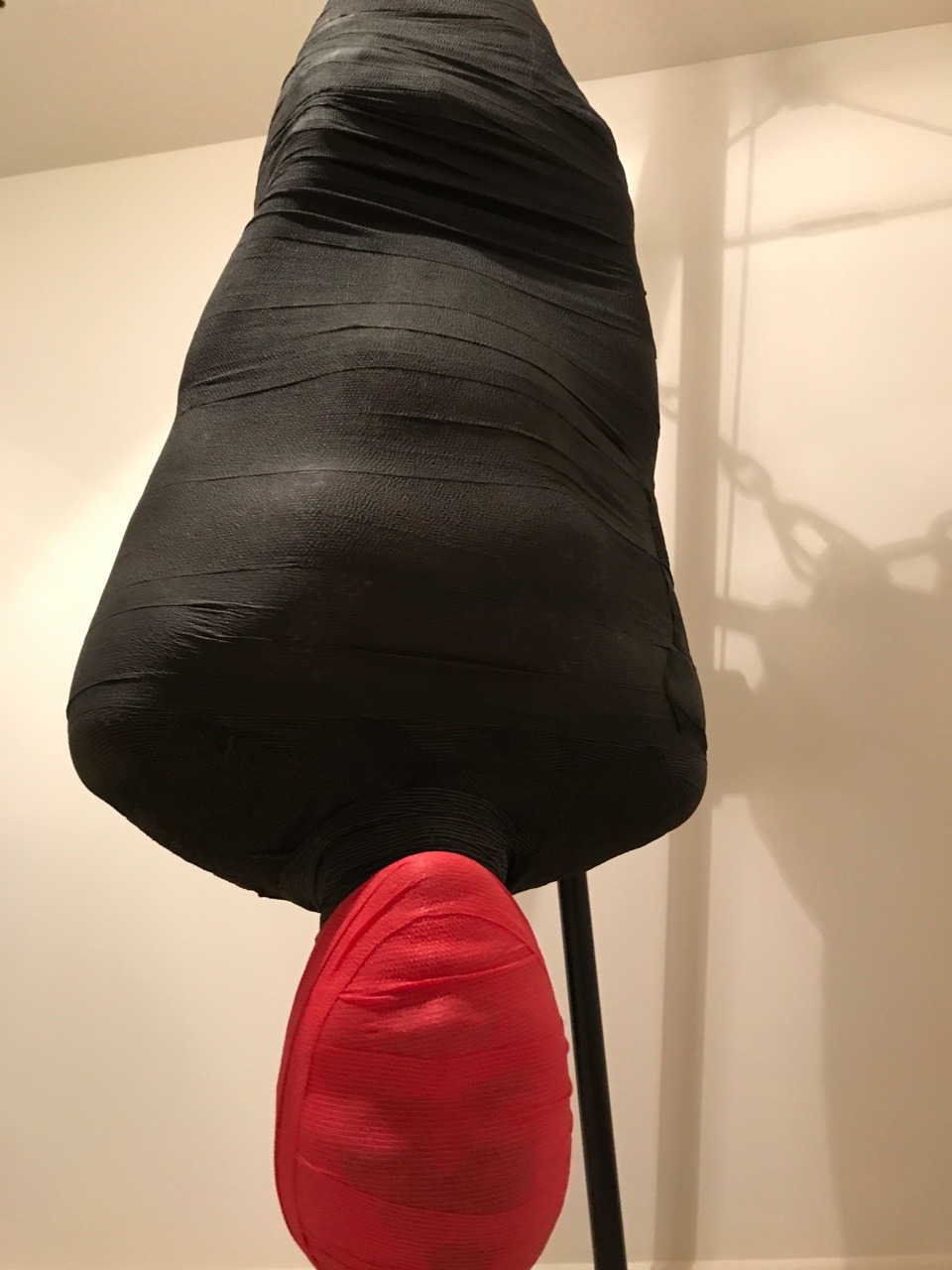 mustluvbondage:@pup-astro and our first attempt at a upside down suspended mummify