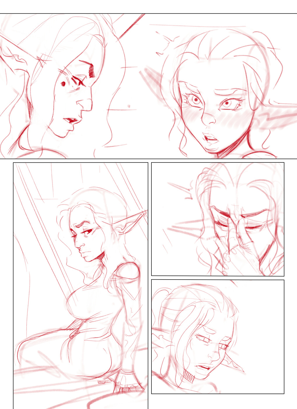 Sketches for next week’s pages. Wrapping up family timeSexy times start on the