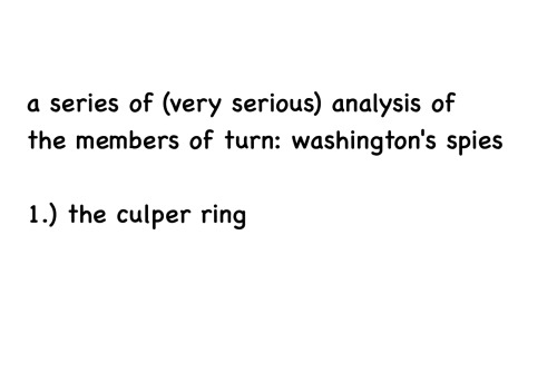 schvylers:the culper spy ring, everybody