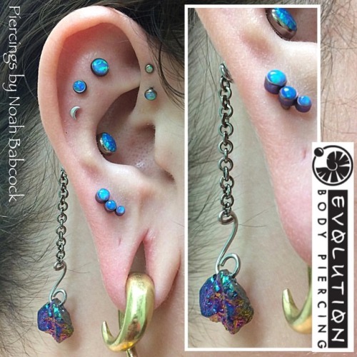 Three healed deep #helixpiercing s two healed #forwardhelix piercings and a healed #conchpiercing wi