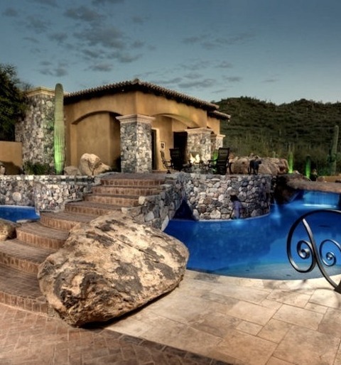 Fountain In PhoenixInspiration For The Renovation Of A Large Mediterranean Backyard Pool Fountain With