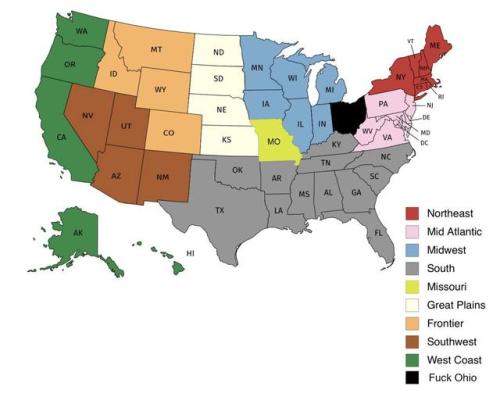 mapsontheweb:US region map from a Michigan perspective.