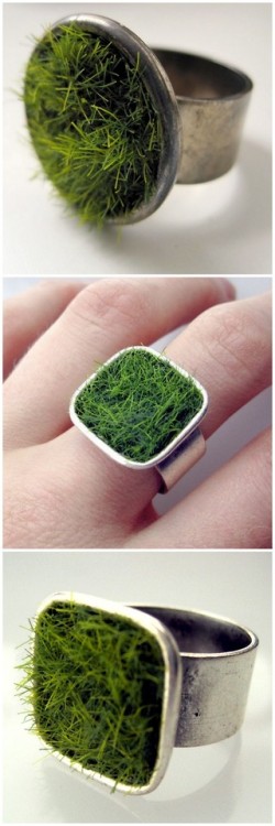 Faux Grass RingUpdated Link 2019silver bezel ring, faux grass, loveThe Grass is Always Greener&helli