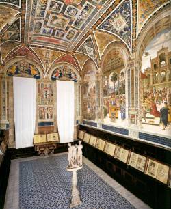 italianartsociety:Bernardino Pinturicchio died on 11 December 1513 in Siena. He was 61. After training in Perugia, Pinturicchio got his start working alongside Pietro Perugino in the Sistine Chapel. This collaboration led to independent commissions in