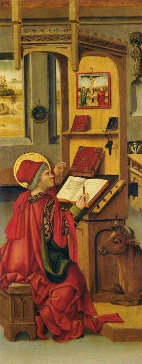 St Luke (1477). Gabriel Mälesskircher (German, c.1425-1495). Oil on panel. Thyss