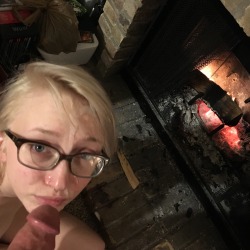 spermafacials:  just4udev:  But the fire is so delightful.  Fireside facial cumshot for the blond nerdy just4udev 