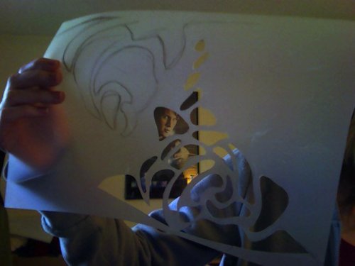 crisisavertedcosplay: Fun with stencils!Stencils are a great way to get a design on to fabric withou