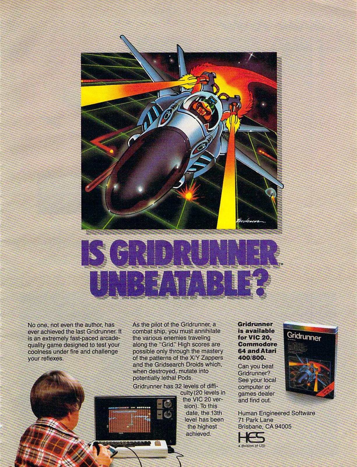 ‘Gridrunner’[ATARI 8-BIT / C64 / VIC-20] [USA] [MAGAZINE] [1983]
“Gridrunner is a series of shoot ‘em up games written by Jeff Minter/Llamasoft. The original Gridrunner was first published for the Commodore Vic 20 in 1982, and ported to various 8-bit...