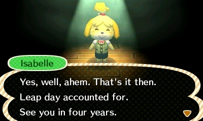 nintendo:animalcrossing:You can always count on Isabelle to get the party started!Happy Leap Day!