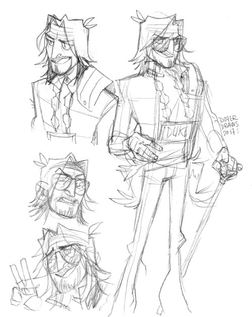 littledozerdraws:BONJALOHAAAA ✨doodles of The Duke from last night’s Arty Party-