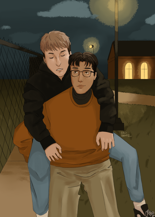 special post today: a birthday gift for @rootvegetablemedley!! I drew Jean and Marco based off of a 