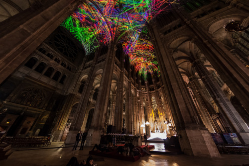 thedesigndome: Constellation of Lasers Project On The Ceiling Of An Ancient Church Paris-based insta