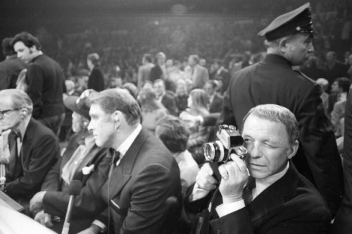 Frank Sinatra photographing Ali vs. Frazier I for LIFE magazine at Madison Square Garden, New York, 