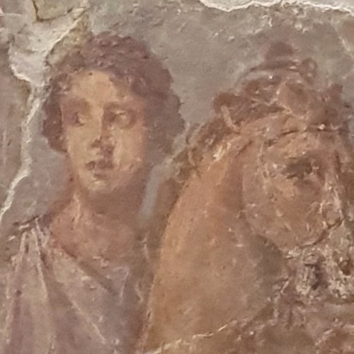 Roman fresco depicting Theseus’ son Hippolytus. He was identified with Roman god Virbius.