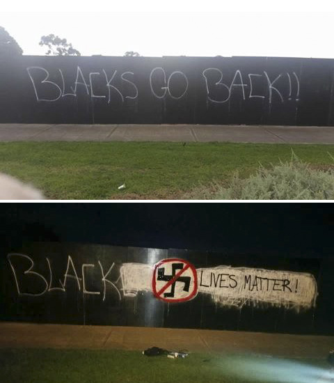 Racist graff fixed up in Sydenham, Melbourne