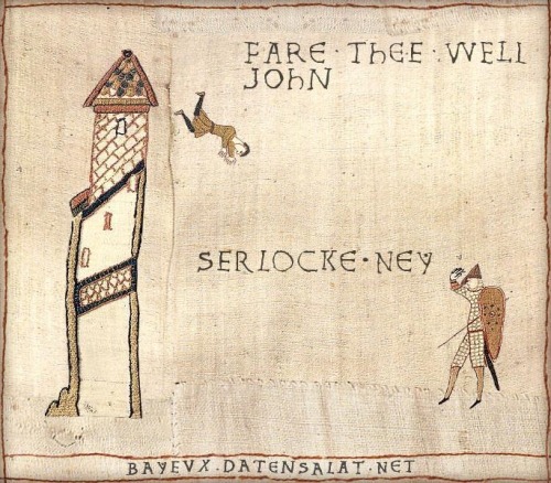 get-holmes:So I was bored and made a compilation of best Sherlock &amp; Bayeux Tapestry pics&hel