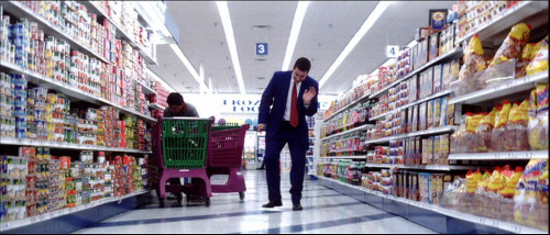 Stills from the 2002 movie Punch Drunk Love starring Adam Sandler. Music by Jon Brion. Cinematograph