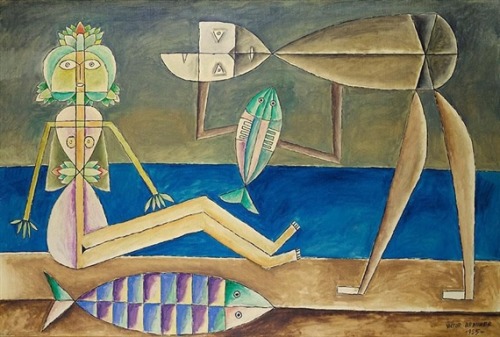 artist-brauner:Personnages sur la plage, 1955, Victor Brauner