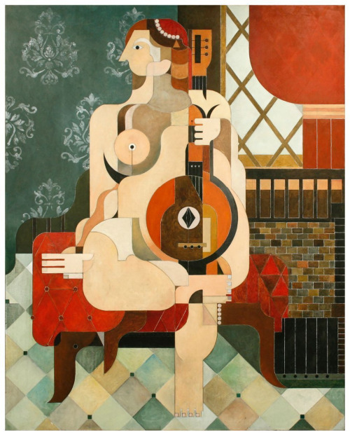 thunderstruck9:kafkasapartment:Woman Playing Guitar, 2020. Hera Kim. Oil on canvas Hera Kim (Korean,